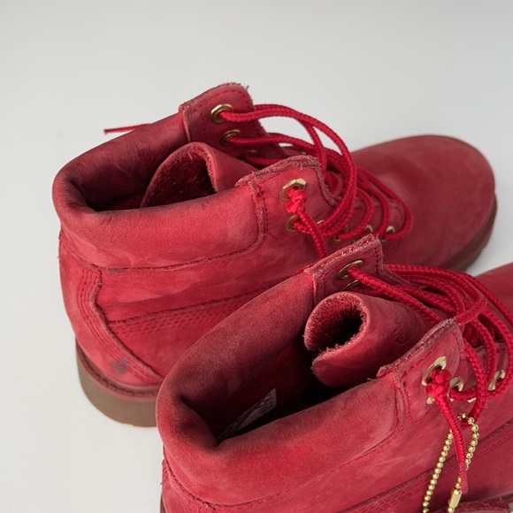 Timberland Suede leather waterproof hiking boot red Kids US 2 - Picture 7 of 15